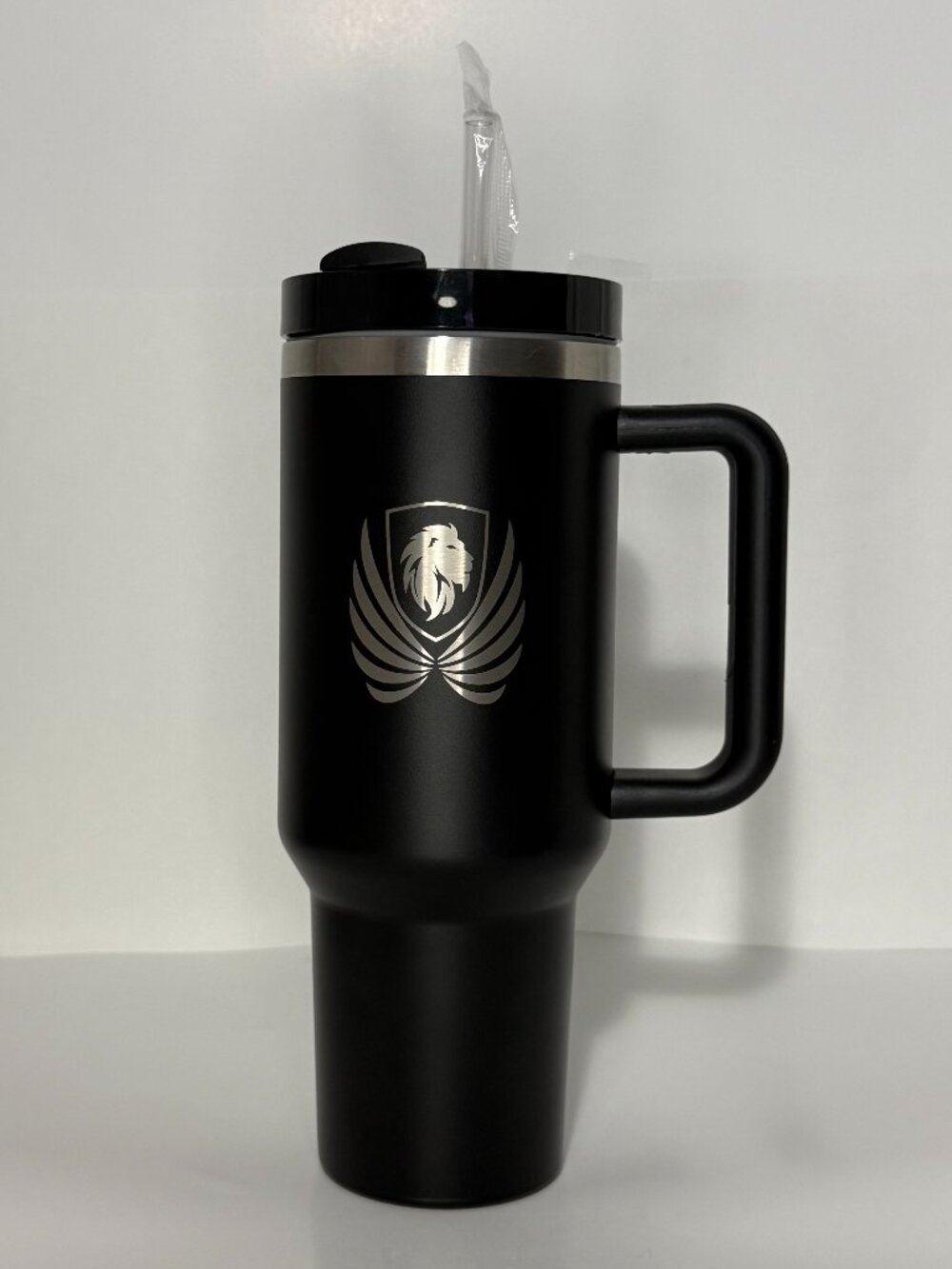 40oz Insulated Tumbler With Handle Straw Lid Black Stanley Style Travel Mug